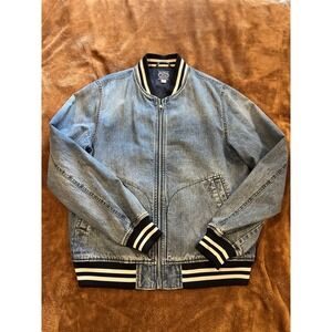 J‎ Crew Men's Varsity Style Denim Jacket Medium Blue
